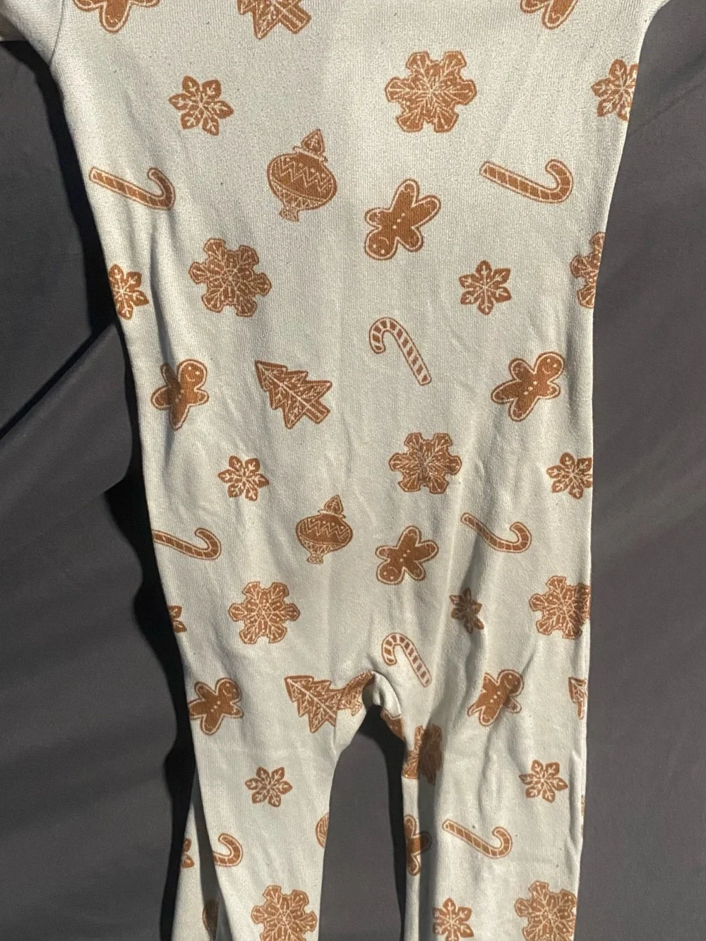Gerber Cream and Brown Gingerbread Print Footless Zipper Onesie